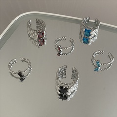 simple vintage woven texture inlaid rhinestone open ring combination set wholesale nihaojewelry