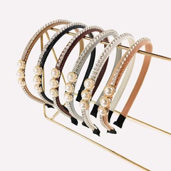 rhinestone chain pearl pu korean style thin headband wholesale jewelry Nihaojewelry