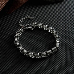 stainless steel retro style double ring buckle square chain bracelet wholesale jewelry Nihaojewelry