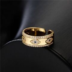 18K fashion micro-inlaid zircon copper devil's eye opening ring wholesale nihaojewelry