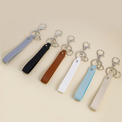 simple fashion solid color PU leather rope key chain wholesale nihaojewelry