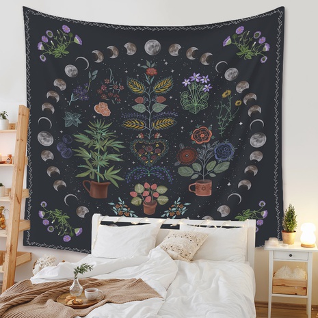 Bohemian Plant Moon Painting Tapestry Room Decoration Wall Cloth Wholesale Nihaojewelry's discount tags