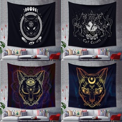 Mode schwarze Katze Tier Wandteppich Hintergrund Tuch Heimtextilien Großhandel nihaojewelry