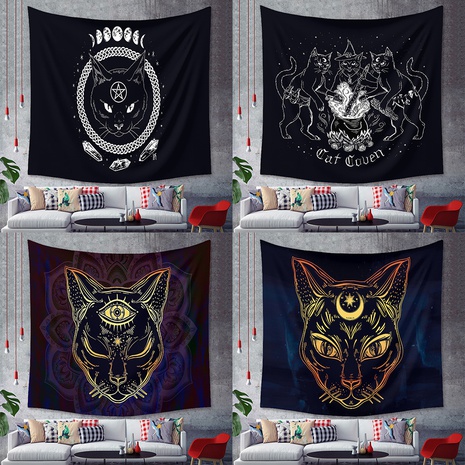 fashion black cat animal tapestry background cloth home decoration wholesale nihaojewelry's discount tags