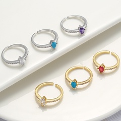Mode Öffnung Einstellbare Raute Reihe Farbe Zirkon Kupfer Ring Großhandel Nihaojewelry