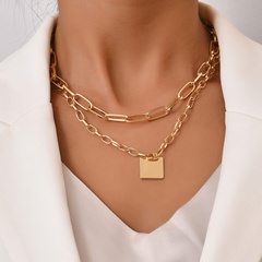Simple splicing chain square pendant double necklace wholesale Nihaojewelry