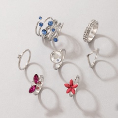 Multicolor Butterfly Flower Ring Set Seven-piece Set Wholesale Nihaojewelry