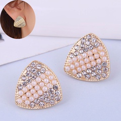 Korean Style Pearl Rhinestone Triangle Stud Earrings Wholesale Nihaojewelry