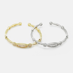 bracelet ovale en zircon plaqué or rétro en gros Nihaojewelry