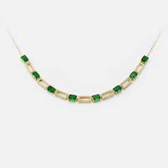 collier en zircon de couleur contrastante plaqué or cuivre rétro en gros Nihaojewelry