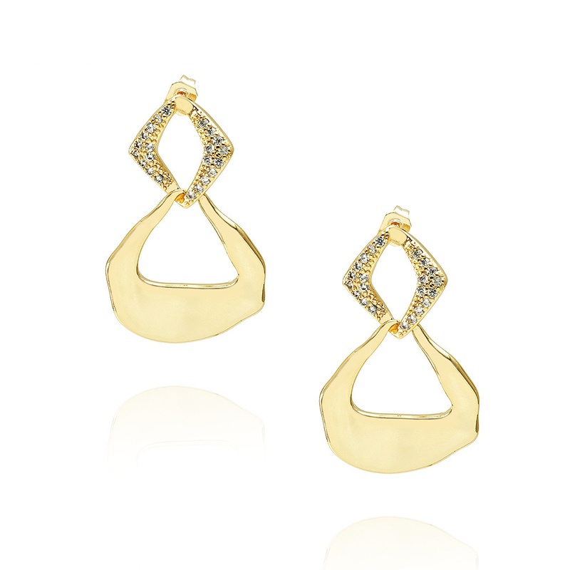 fashion simple inlaid zircon hollow prismatic copper earrings wholesale nihaojewelry