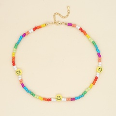 Bohemia style yellow smiley face color rice bead necklace wholesale jewelry Nihaojewelry
