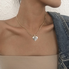 simple heart-shaped letter pendant necklace wholesale nihaojewelry