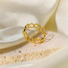 simple hollow splicing heart gold-plated stainless steel ring wholesale Nihaojewelry