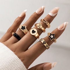 new creative peach heart star carved ring set wholesale Nihaojewelry