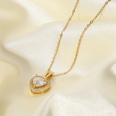 Exquisiter Damen hochzeits schmuck Edelstahl Gold groß Single glänzender Kristall herzförmiger Anhänger Verlobung kette weiblich