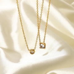 18K Fashion Simple Mini Zircon Round Stainless Steel Necklace Wholesale Nihaojewelry