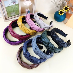 solid color braided leather wide hairband wholesale nihaojewelry