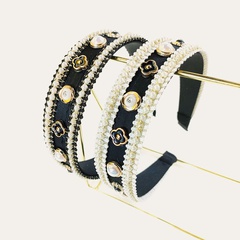 retro Korea's new pearl miyuki beads wide-brimmed four-leaf clover hairband wholesale nihaojewelry