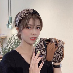 Korean Internet Celebrity Vintage Leopard Print Color Matching Headband Simple Fashion Mixed Color Cross Hairpin Fashion Hair Band Women