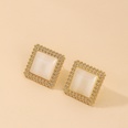 925 Silver Needle Retro Simple Square Opal Stone Ear Studs European and American Ins French Fashion Personality High Class Elegant Earringspicture15