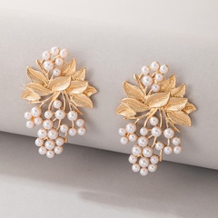 nouvelles boucles d'oreilles en perles d'alliage de fleurs dorées en gros Nihaojewelry