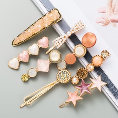 crystal pearl star heart shape geometric korean style hairpin 8-piece set wholesale jewelry Nihaojewelry