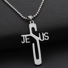cross letters pendant stainless steel necklace wholesale nihaojewelry