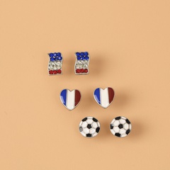 fashion 3 pairs of oil football diamond-studded striped earrings wholesale Nihaojewelry