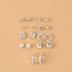 new circles diamonds five-pointed star earrings set wholesale Nihaojewelry