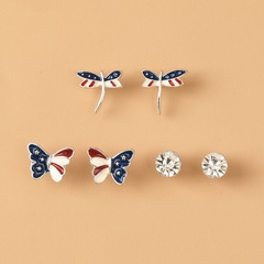 New Drop Oil Butterfly Diamond Earrings Set wholesale Nihaojewelry