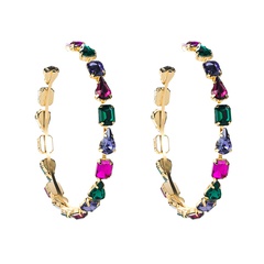 retro geometric glass diamonds C-shaped big earrings wholesale Nihaojewelry