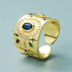 retro inlaid color zircon opening copper ring wholesale nihaojewelry