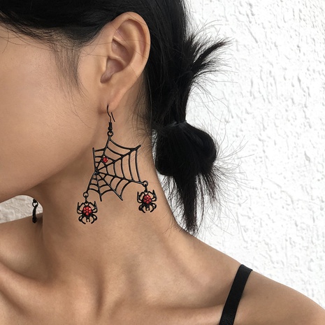 Halloween new spider geometric alloy diamond earrings wholesale Nihaojewelry's discount tags