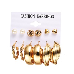 punk style geometric twisted heart golden earrings 6 sets wholesale nihaojewelry