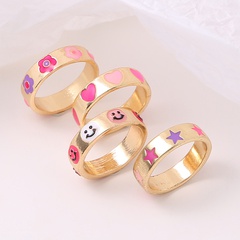 fashion macaron color heart smiley face ring wholesale Nihaojewelry