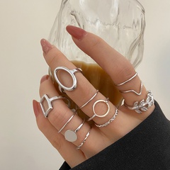 simple geometric plain circle leaf ring 11-piece set wholesale Nihaojewelry