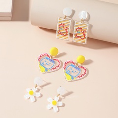 Boucles d'oreilles fleur coeur mignon acrylique coloful chiot ensemble 3 paires en gros Nihaojewelry