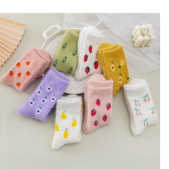 simple strawberry embroidery thickening warmth plush socks wholesale Nihaojewelry