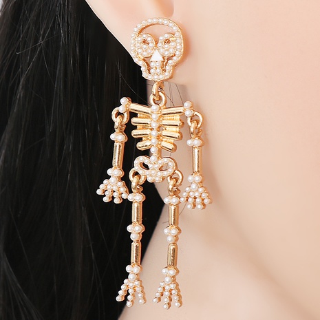 Halloween Pearl Limbs Movable Skull Earrings Wholesale Nihaojewelry's discount tags