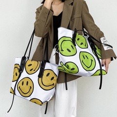Korean Dongdaemun New Cute Fashion Smiley Canvas Women's Bag Printed Canvas Portable Shoulder Bag Large Tote Bag