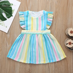 Summer Girls' Sweet Fashion Dress Baby Girls' Candy Color A- line Dress Children's Clothing Cross-Border in Stock Wholesale