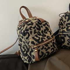 Canvas Leopard Print Small Bag 2021 New All-Match Backpack Japanese Style Students Schoolbag Women's Travel Backpack