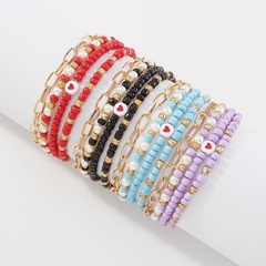 hit color geometric heart beaded bracelet set wholesale nihaojewelry
