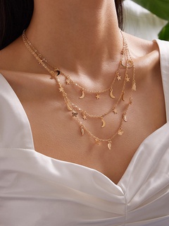 Stern-Mond-Schmetterling Dreilagige Halskette Großhandel Nihaojewelry