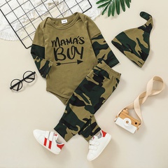 fashion camouflage three-piece baby long-sleeved romper trousers suit wholesale nihaojewelry