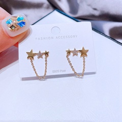 chain tassel zircon star korean style earrings wholesale jewelry Nihaojewelry