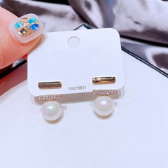 simple rear-hanging pearl word metal earrings wholesale jewelry Nihaojewelry