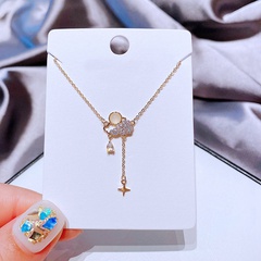cloud water drop star tassel copper inlaid zircon necklace wholesale nihaojewelry