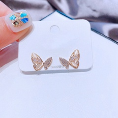 zircon micro-inlaid opal butterfly korean style earrings wholesale jewelry Nihaojewelry